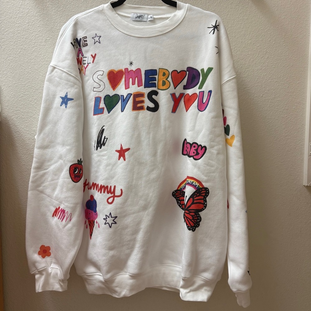 The Mayfair Group - Somebody Loves You Crewneck Sweatshirt in White